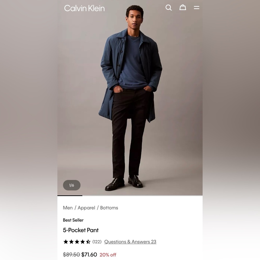 Calvin Klein Slim Fit pants, Size 40 x 30, like new worn once